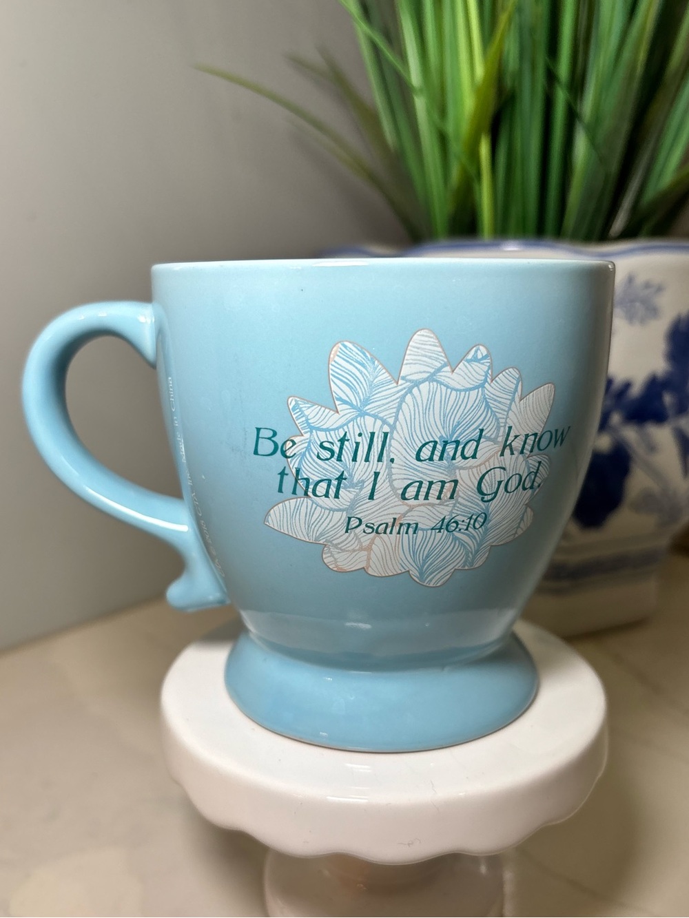 CTA Ceramic Coffee Mug Light Blue Psalm 46:10 Be Still And Know That I Am God